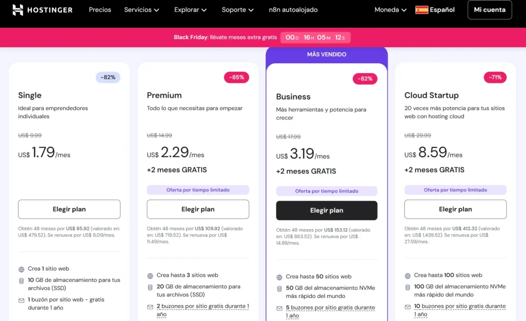 hosting economico de hostinger