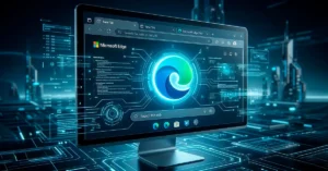 Interfaz del navegador Microsoft Edge en una computadora moderna navegando por internet