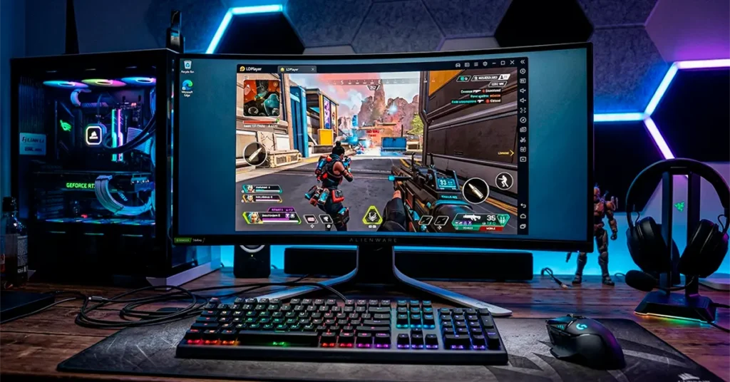 Pantalla de computadora mostrando el emulador Android NoxPlayer6 ejecutando aplicaciones móviles