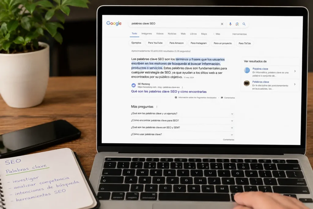 Investigación de palabras clave SEO usando Google