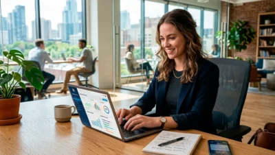 Emprendedor trabajando en su negocio con actitud positiva y enfoque profesional