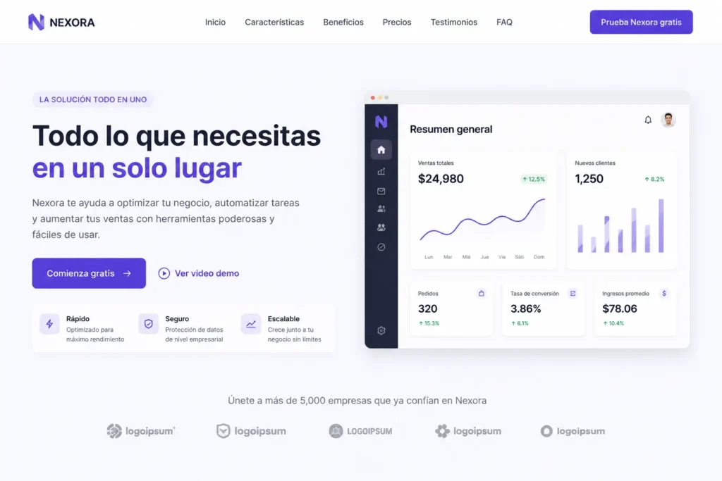 Ejemplo de landing page enfocada en conversiones y captación de clientes
