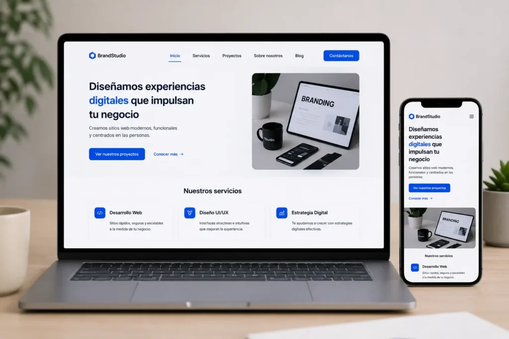 Diseño web moderno optimizado para experiencia de usuario y dispositivos móviles