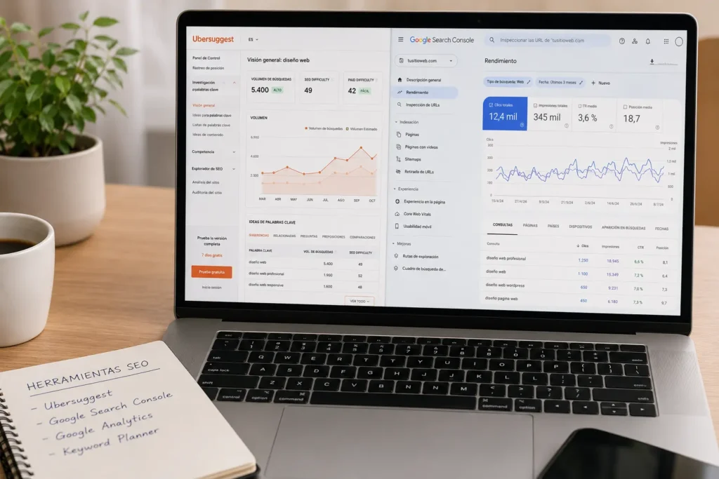 Herramientas SEO utilizadas para analizar palabras clave