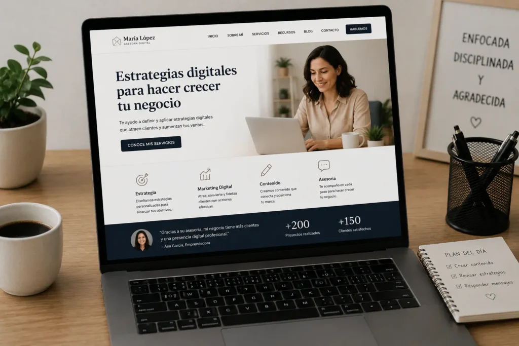Página web profesional utilizada para negocios digitales