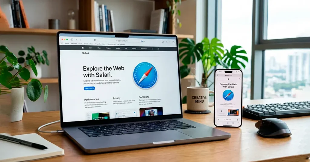 Interfaz del navegador Safari de Apple abierta en un dispositivo mostrando navegación por internet.