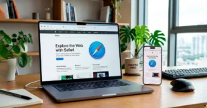 Interfaz del navegador Safari de Apple abierta en un dispositivo mostrando navegación por internet.