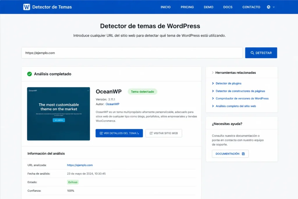 herramienta para detectar plantilla WordPress