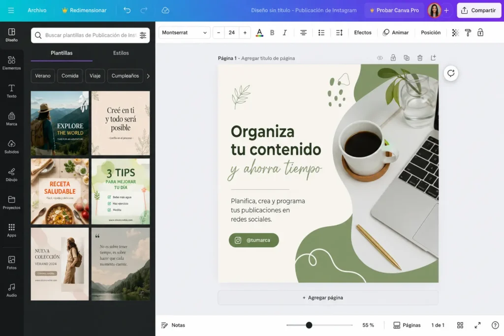 creación de contenido con Canva